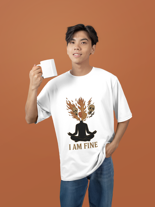 I Am Fine Tee – Oversized Terry Cotton